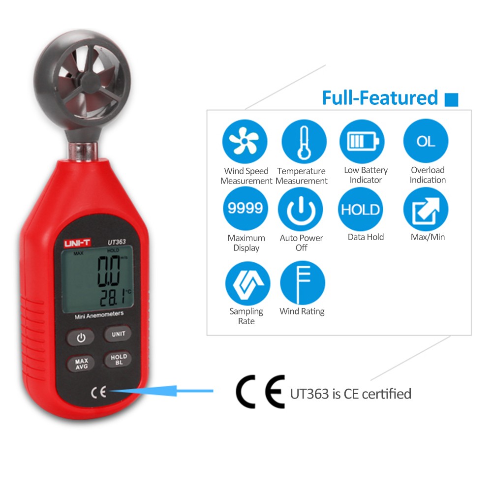 2- UT363 Handheld Mini Digital Anemometer Wind Speed Measurement