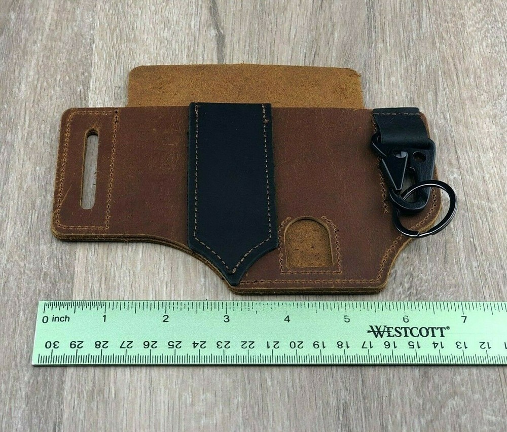 EDC Leather Sheath Knife Belt Sheath Flashlight Tools Holster Handmade Organizer