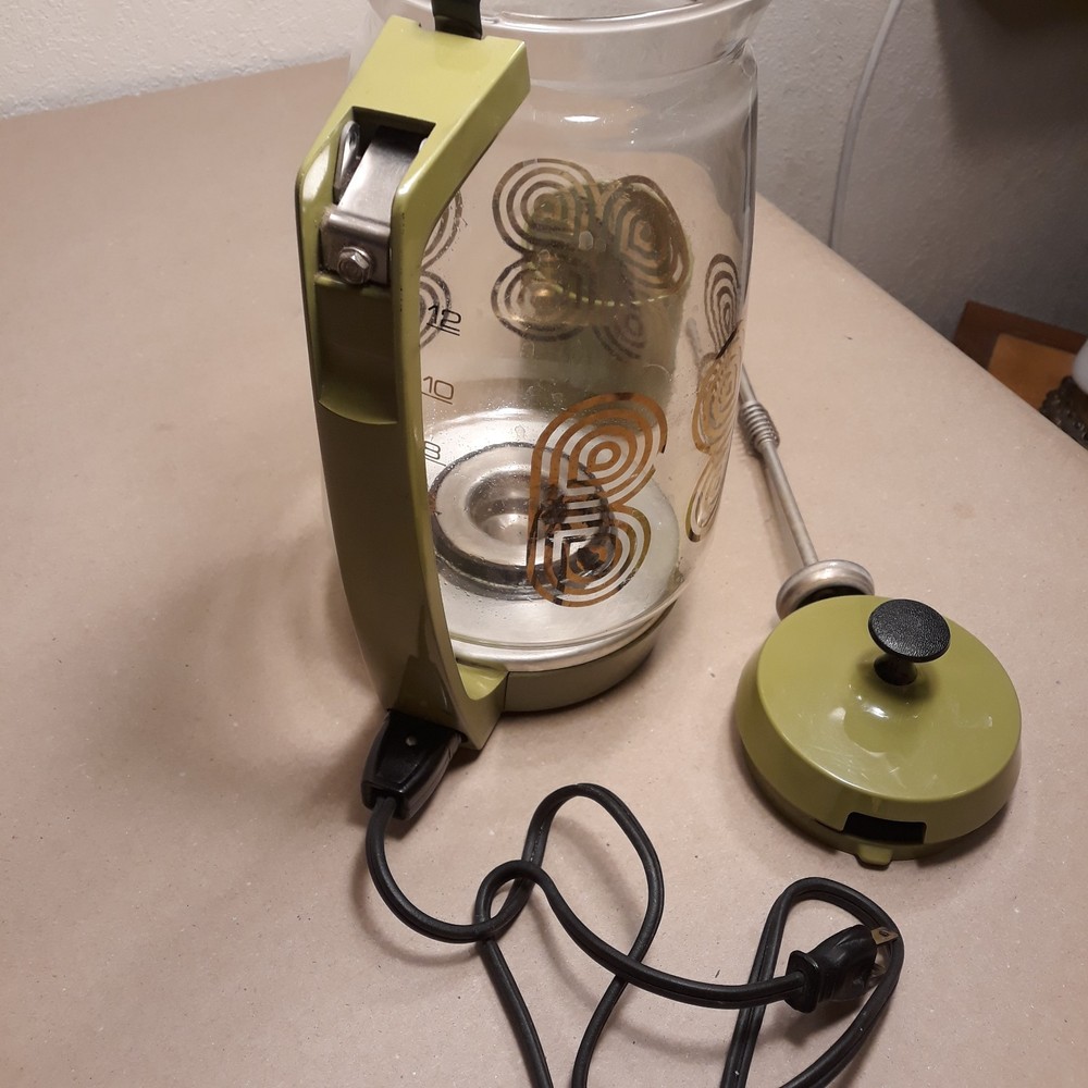 SUNBEAM COFFEEMASTER PERCOLATOR GREEN GLASS P-BT Missing Push Button On Handle