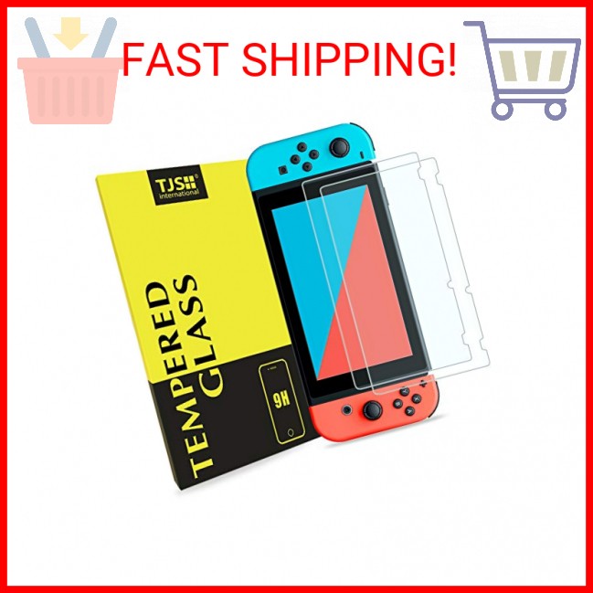 TJS 2 Pack Screen Protector Tempered Glass for Nintendo Switch Model 2017 6.2",