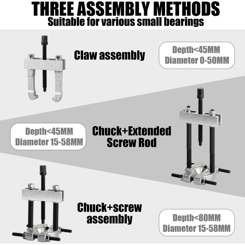 Bearing Separator(Mini) 9 pcs Puller Kit Includes Yoke & Extensions Pullers