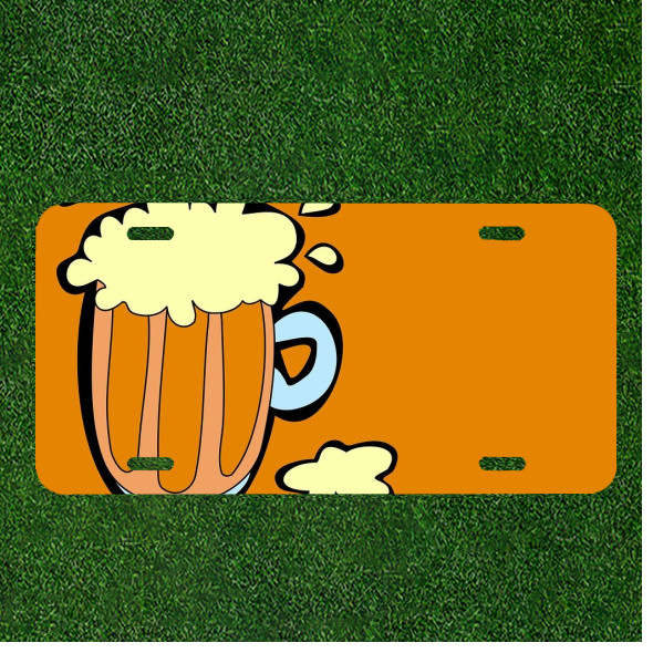 Custom Personalized License Plate Auto Tag With BEER Mug Design Add Names