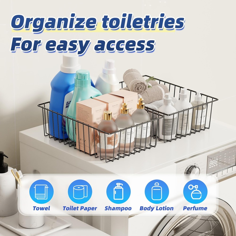 8 Pack Large Wire Baskets for Organization, Metal Pantry Storage Baskets for ...