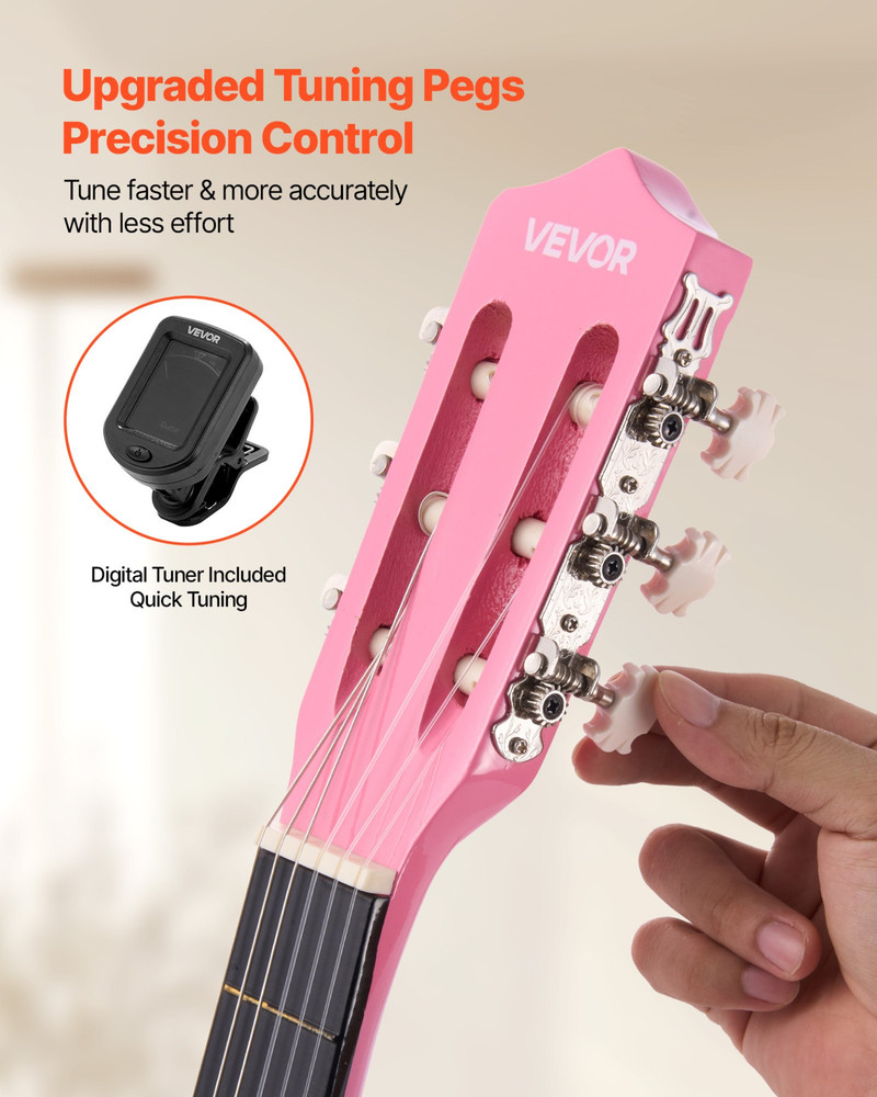 VEVOR 38" Pink Classical Guitar - Complete Beginner Starter Kit