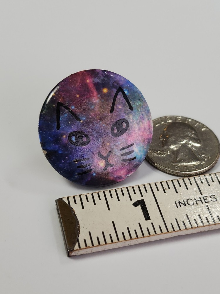 Cat Drawing In Space Button Pin 1.25"