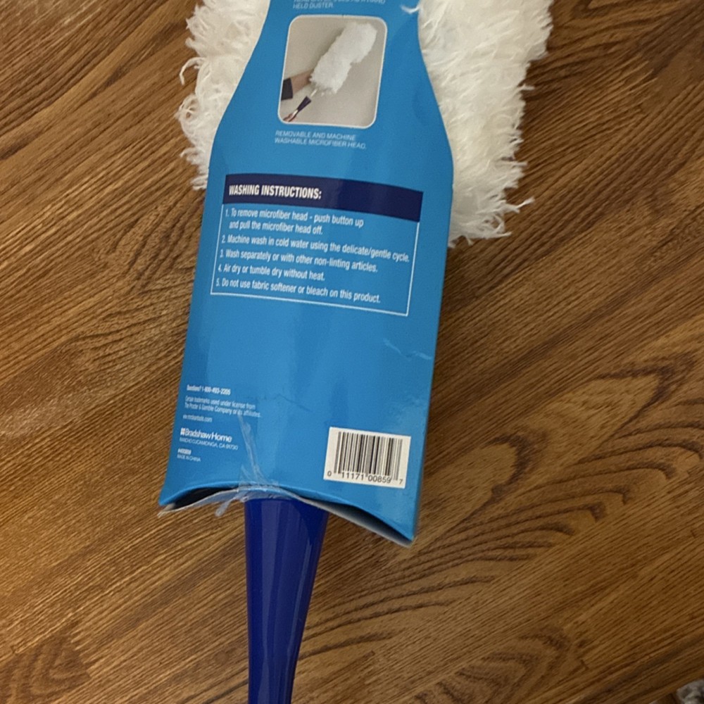 Mr. Clean Microfiber Extendable Duster White Blue Plastic Handle
