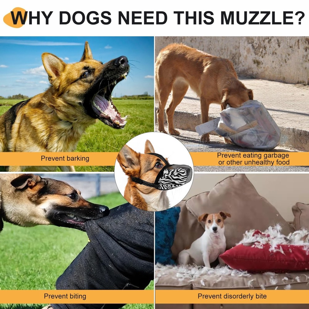 K9meme Dog Muzzle, Soft Air Mesh Muzzle for Large Medium Medium, Tiger Grey