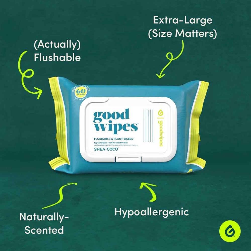 Goodwipes Flushable Butt Wipes Made with Vitin E & e - Soft & ntle