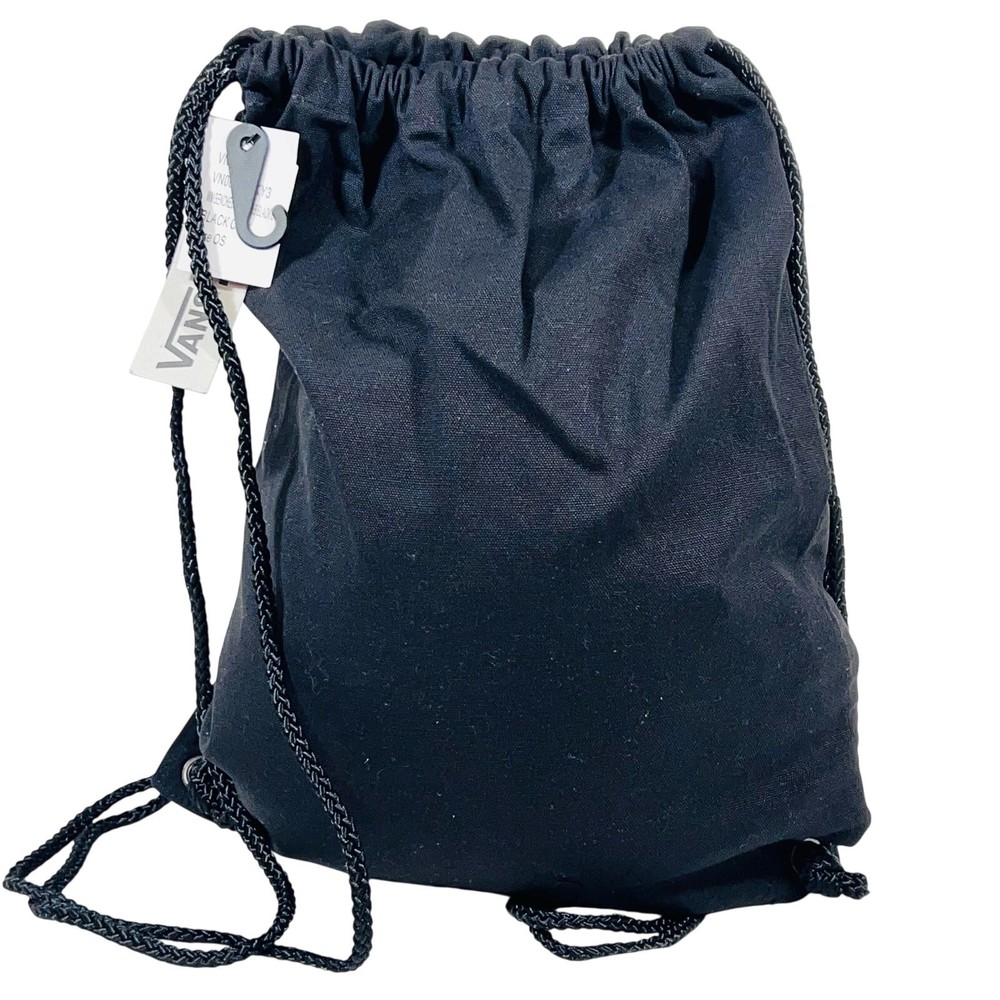 Vans Bench Bag Backpack Black Red White Classic Logo Drawstrings Closure