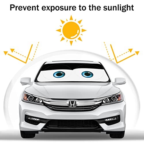 Windshield Shade, Car Sun Shade for Front Windshield（，） Large Eyes-Black