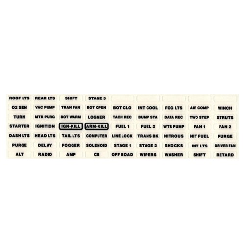 Auto-Rod Controls Label Set - Electronic Flat Touch Model LB1