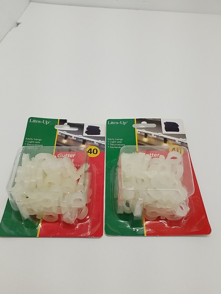 Lites Up Gutter Hooks Christmas String Lights 40 Pack Vintage