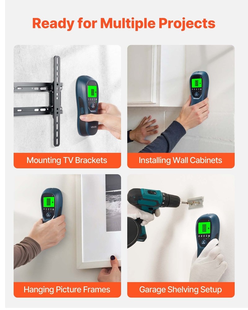 High-Definition Wall Stud Scanner Smart Tech 5 Modes Audio Edge Finding