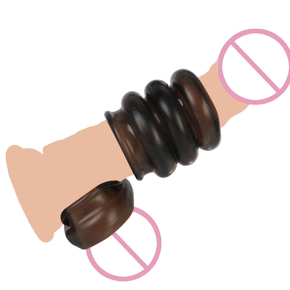 4 Ring Penis Extender Enlarger Sleeve Ring Reusable Delay Ejaculation Men Toys