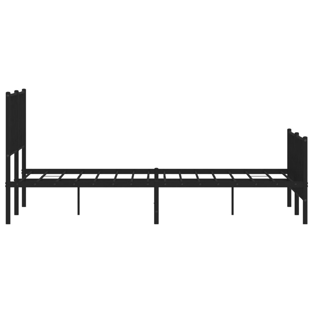 Bed Frame Black Powder-Coated Steel King Size Bed Frame