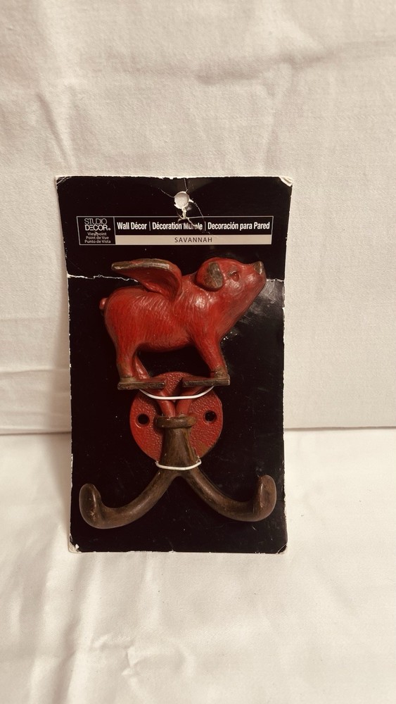 Flying Pig Cast Iron Double Wall Hook