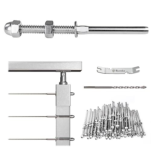 Pack 1/8" Cable Railing Hardware Kit Hand Swage Threaded For 2"x2" Post 60