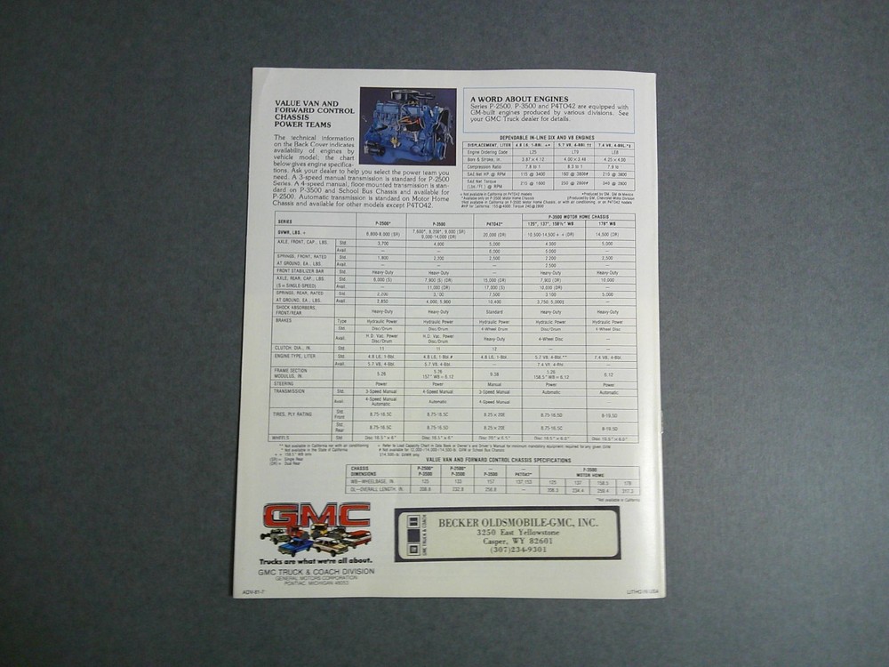 1981 GMC Value Van Sales Catalog