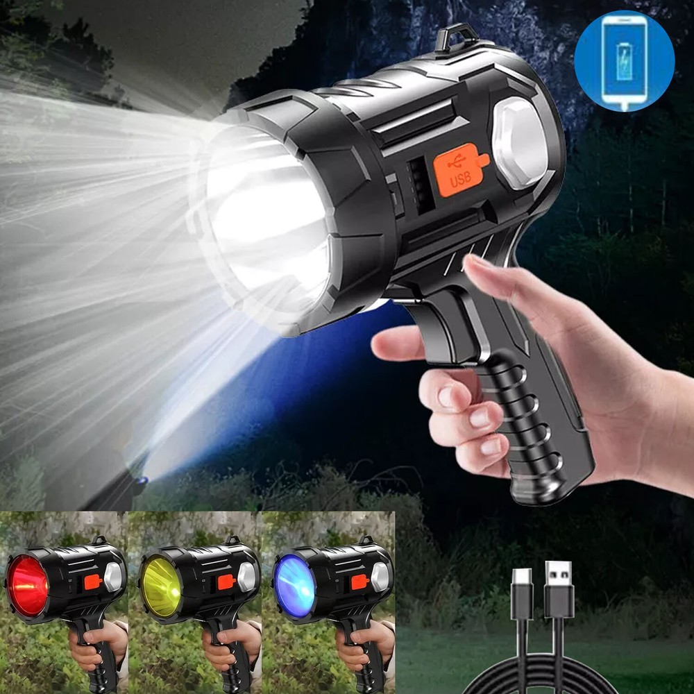 3PC Solar/USB Rechargeable LED Spotlight Flashlight Searchlight 9000000LM Bright