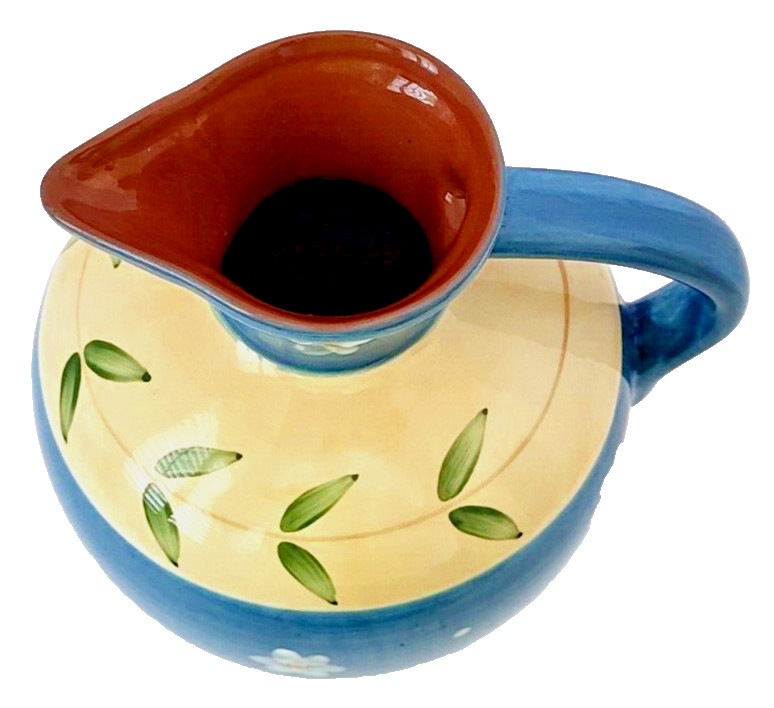 Vtg. Noho Studio Ceramic 2 Quart Pitcher Hand Painted Floral
