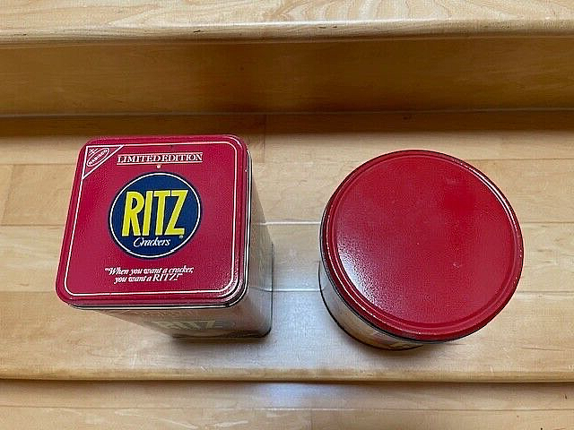 Nabisco Ritz Cracker Tin Container Set Of 2-1977 & 1987