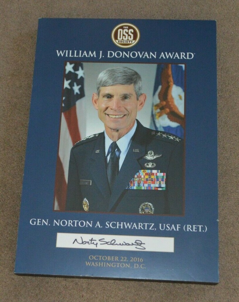 Office of Strategic Services OSS Norton A Schwartz Autographed Donovan Award