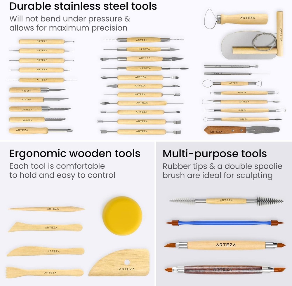42-Piece Pottery & Sculpting Tools Set