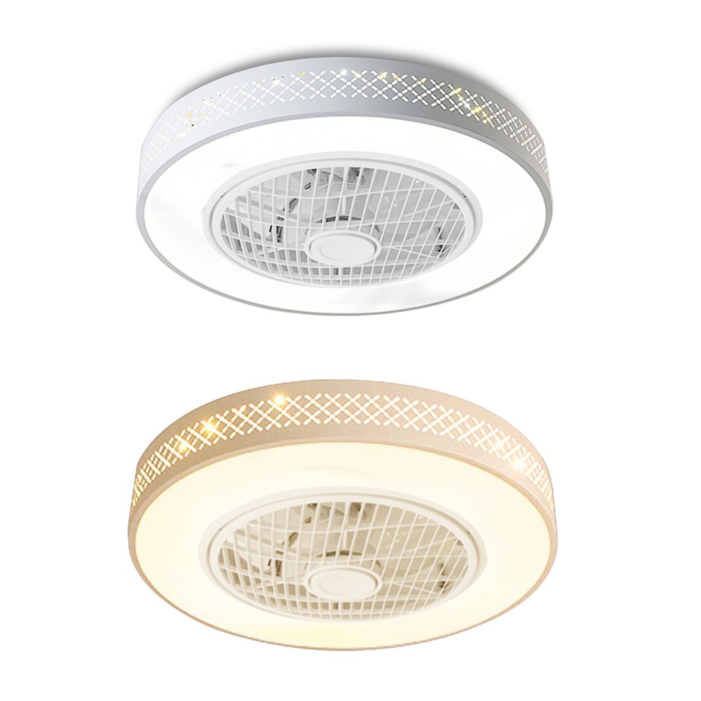 Modern Stepless Dimming Ceiling Light Fan Round Fan Lamp & Remote Controller NEW