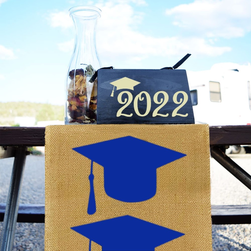 Burlap Graduation Table Runner 72 Inch - Rustic Decorations for Tabletop Cent...