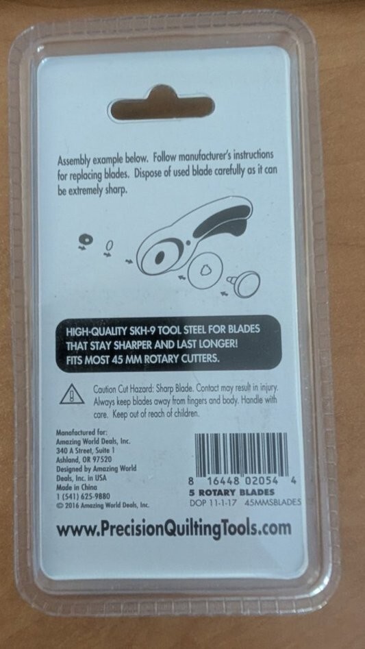 Precision Quilting Tools 45mm Rotary Blade - 5 Count
