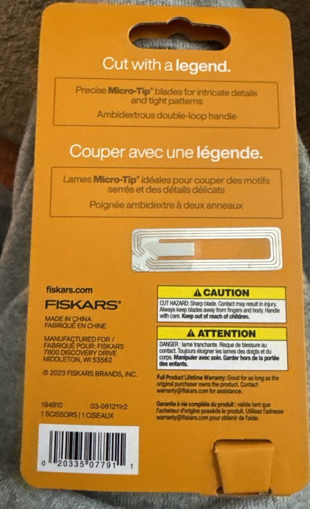 Fiskars #5 Micro-Tip Scissors Fabric Tissue New