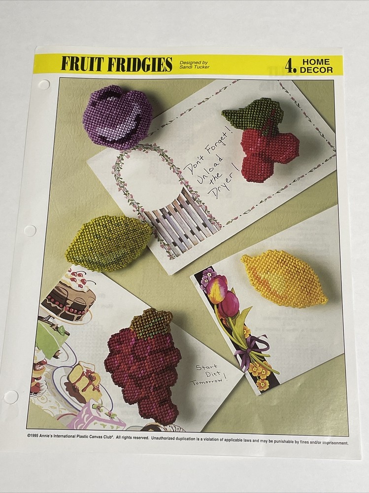 Fruit Fridgies Magnets Annie's Plastic Canvas Pattern