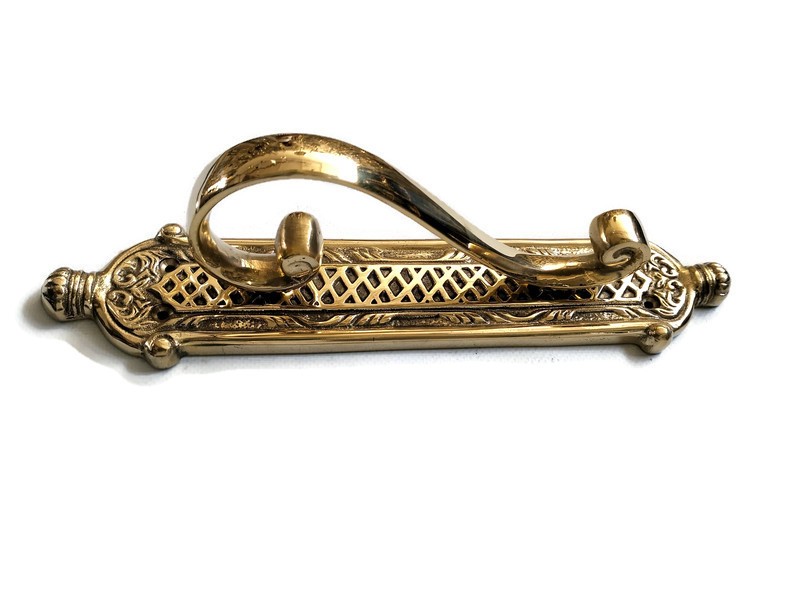 cast victorian large DOOR handle pull very heavy solid brass GRAB 11.1/2" inch