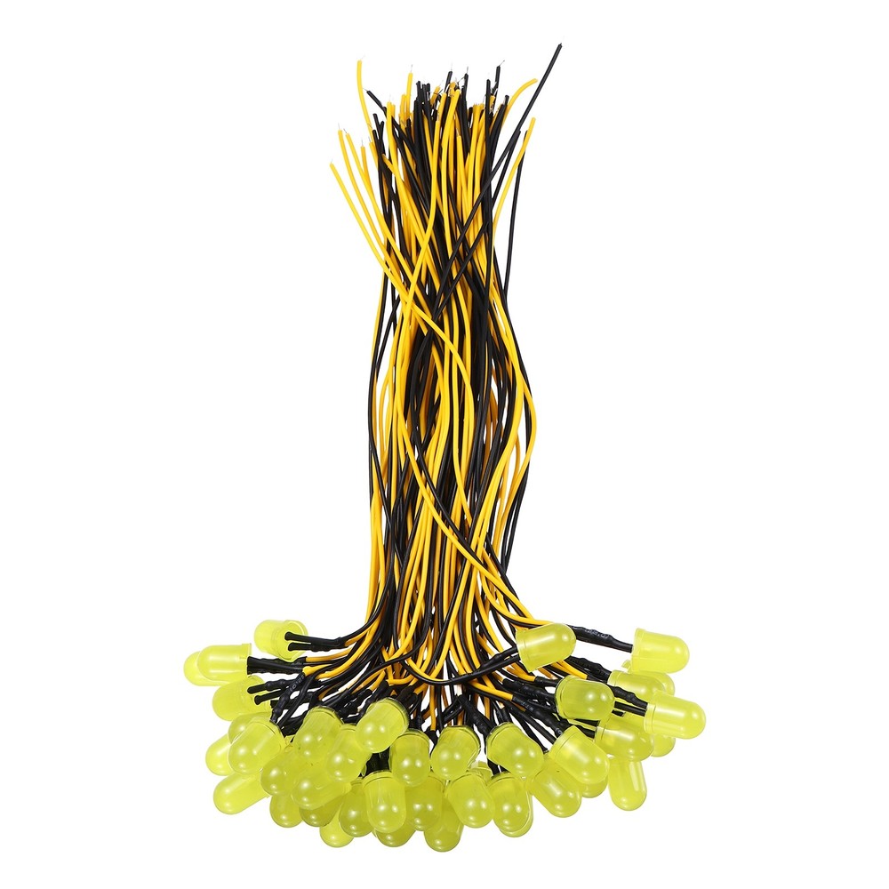 50pcs 10mm LED Diode Lights, Yellow Light DC 12V for Electronics