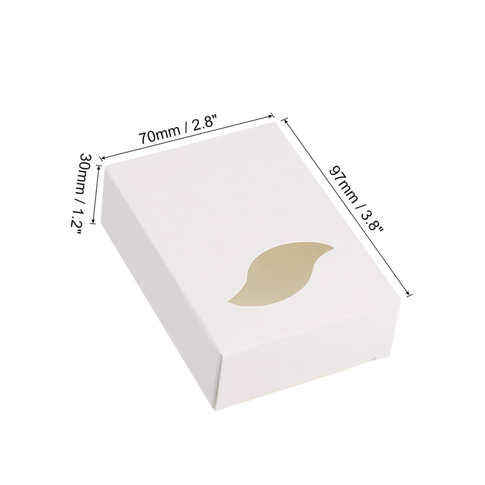 4"x3"x1" Paper Soap Box with Window, 30 Pack Soap Boxes Leaf, White