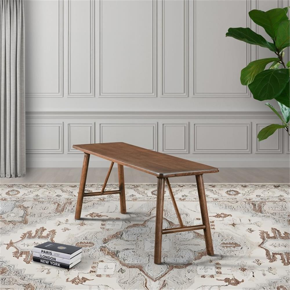 Cluj Mid Century Modern Solid Wood Walnut Dining Bench