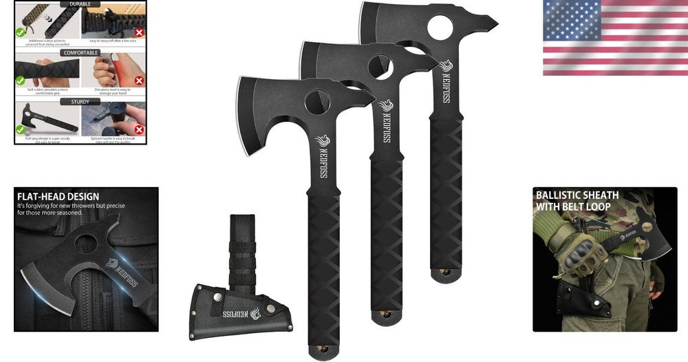 Durable 3-Pack Throwing Hatchet Set with Protective Sheath – For Competitions