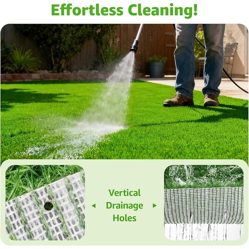 Durable Artificial Grass Turf UV Resistant Easy Drainage Soft Surface Pets New