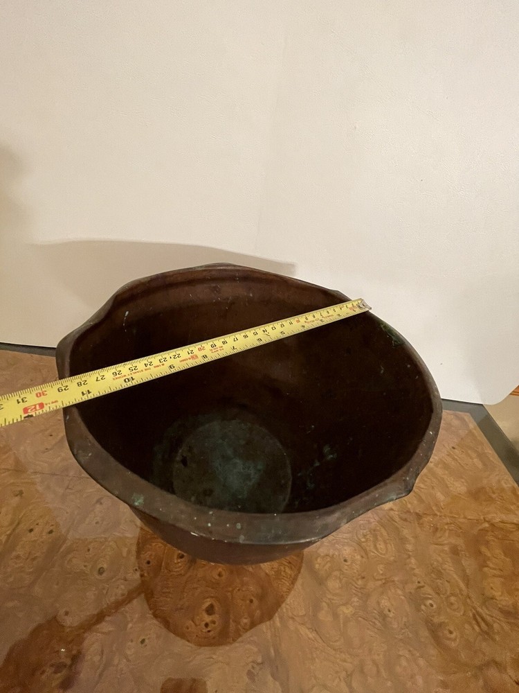 Vintage Rustic Primitive Copper Pot Pale Planter Mixer