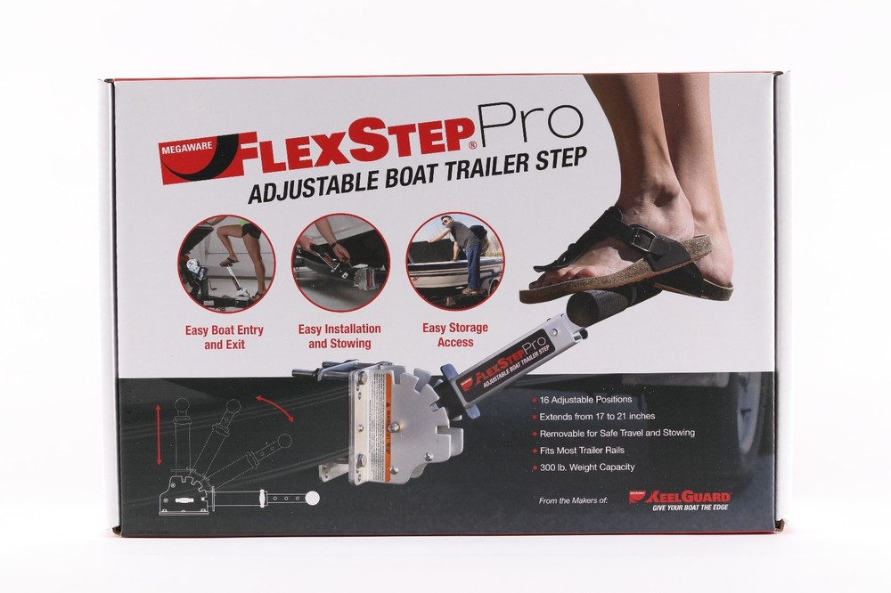 Megaware FlexStep Pro - Adjustable Boat Trailer Step, Aluminum Stair