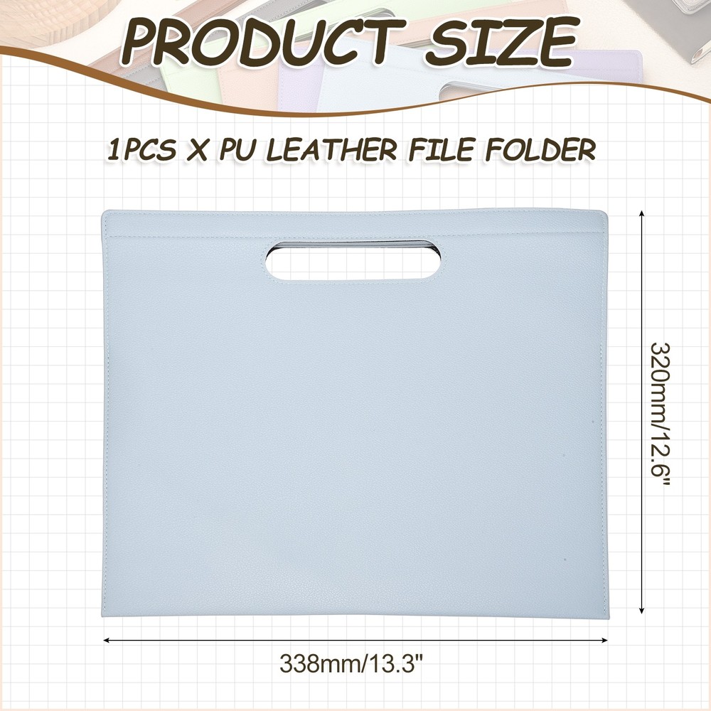 PU Leather A4 File Folder with Magnetic Closure, Blue