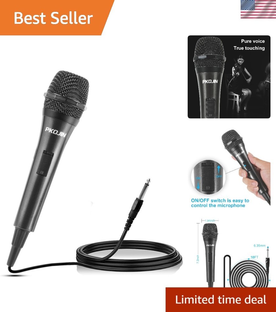 Dynamic Karaoke Microphone with 10ft Cable - Effortless Singing Experience