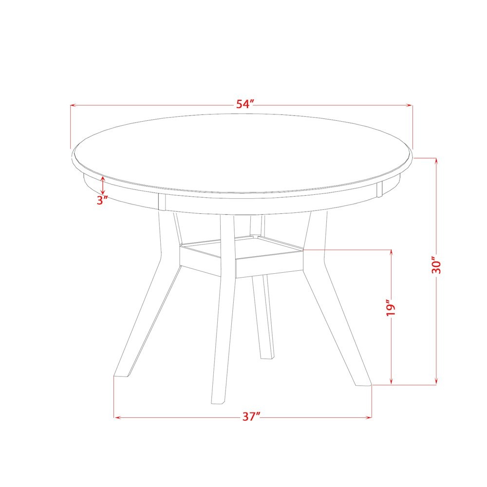 7 Piece Dining Set Includes 48" Round Kitchen Table In Beige Red Color