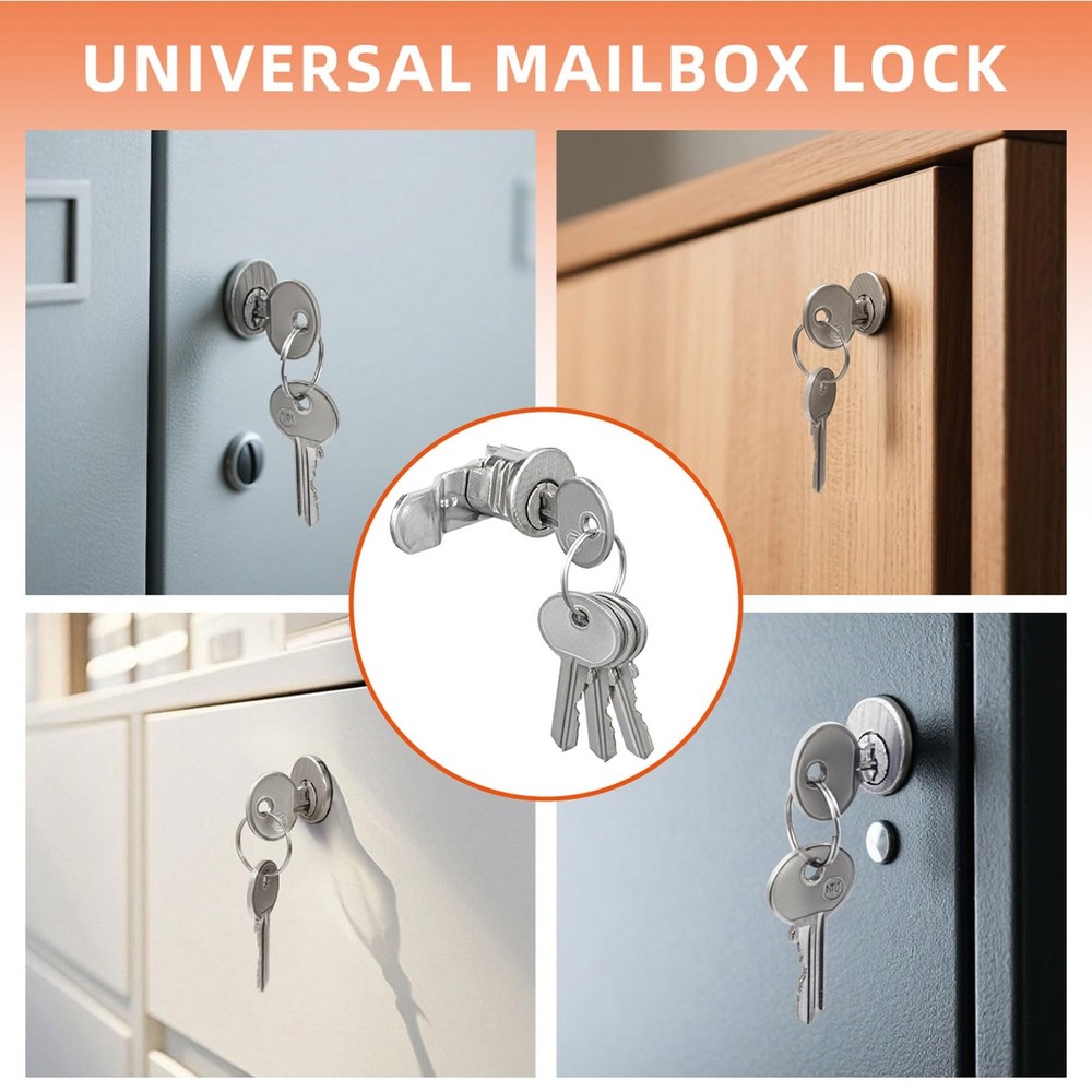 Mailbox Lock Replacement with 4 Keys - Multipurpose Mail Box Locks Nickel