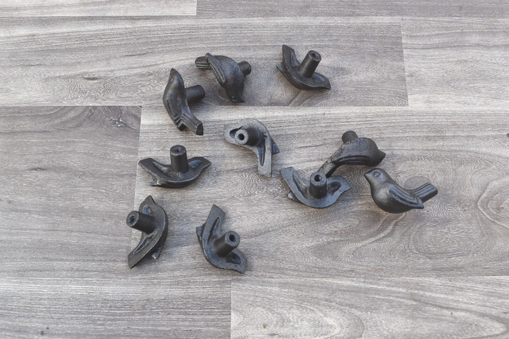 Cast Iron Knobs BIRD cabinet drawer Vintage door handles pull rustic 10 pcs