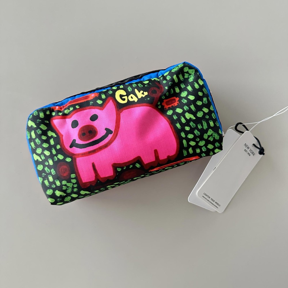 Lesportsac Gaku Pig Rectangular Cosmetic Bag NWT