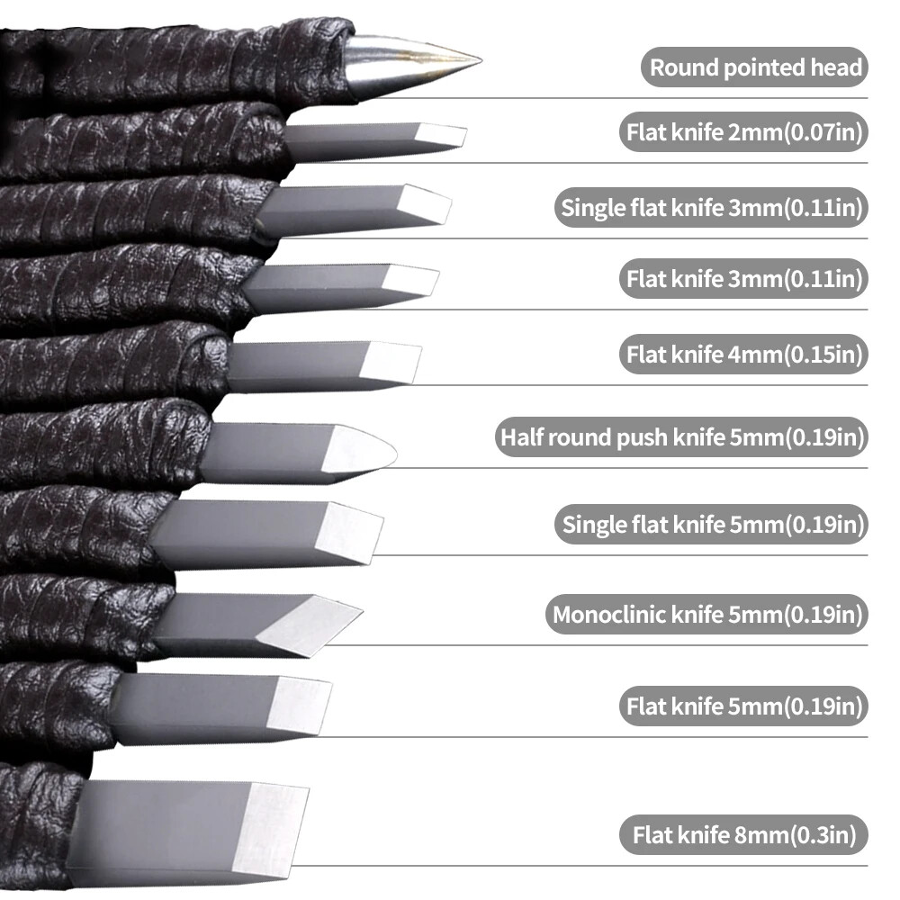 Professional 10Pcs Tungsten Steel Stone Carving Kit Hand Tools Set Chisel