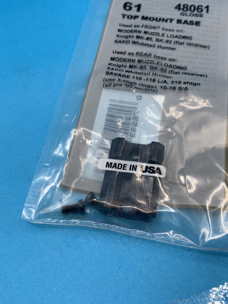 WEAVER 61 Top Mount Base Front Rear Rifle Scope Muzzle Loader Savage 48061 NEW