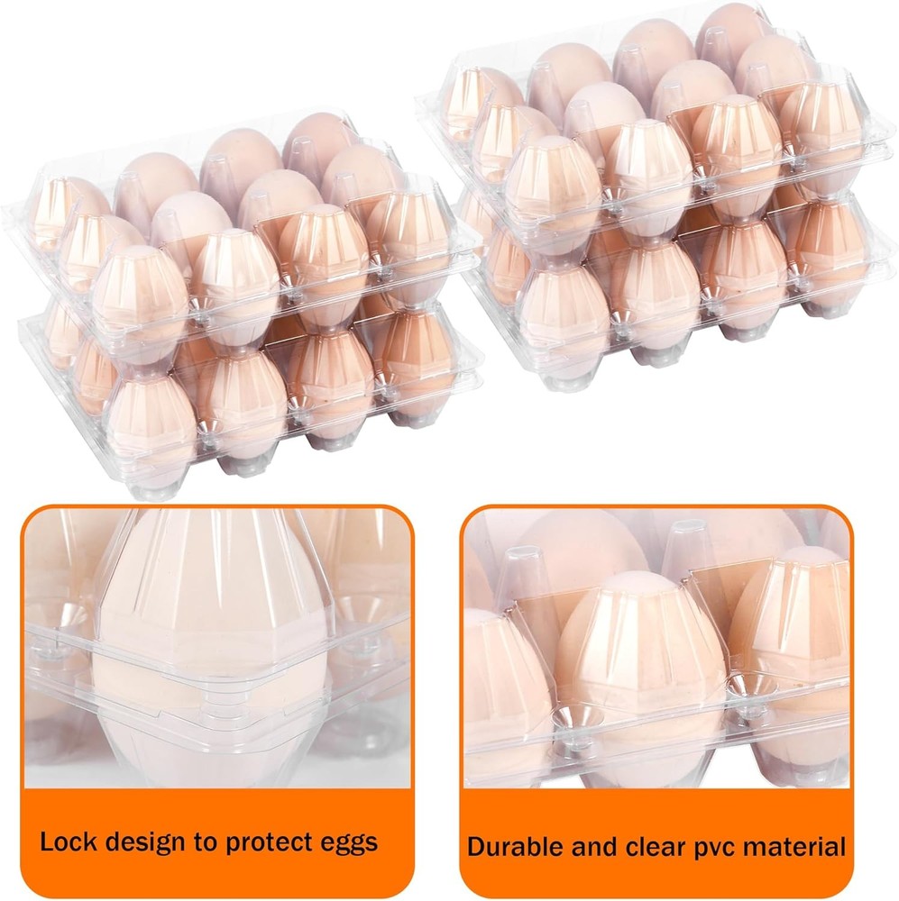 100 Pack 12 Count Plastic Egg Cartons Bulk Cheap Clear Reusable Egg Containers