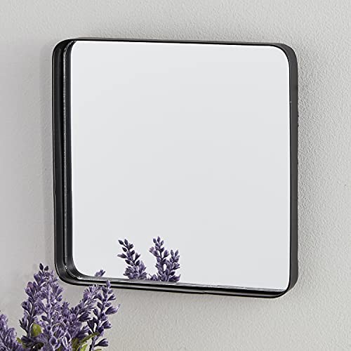 Iron Framed Decorative Wall Mirror, 7.87" Square, Black